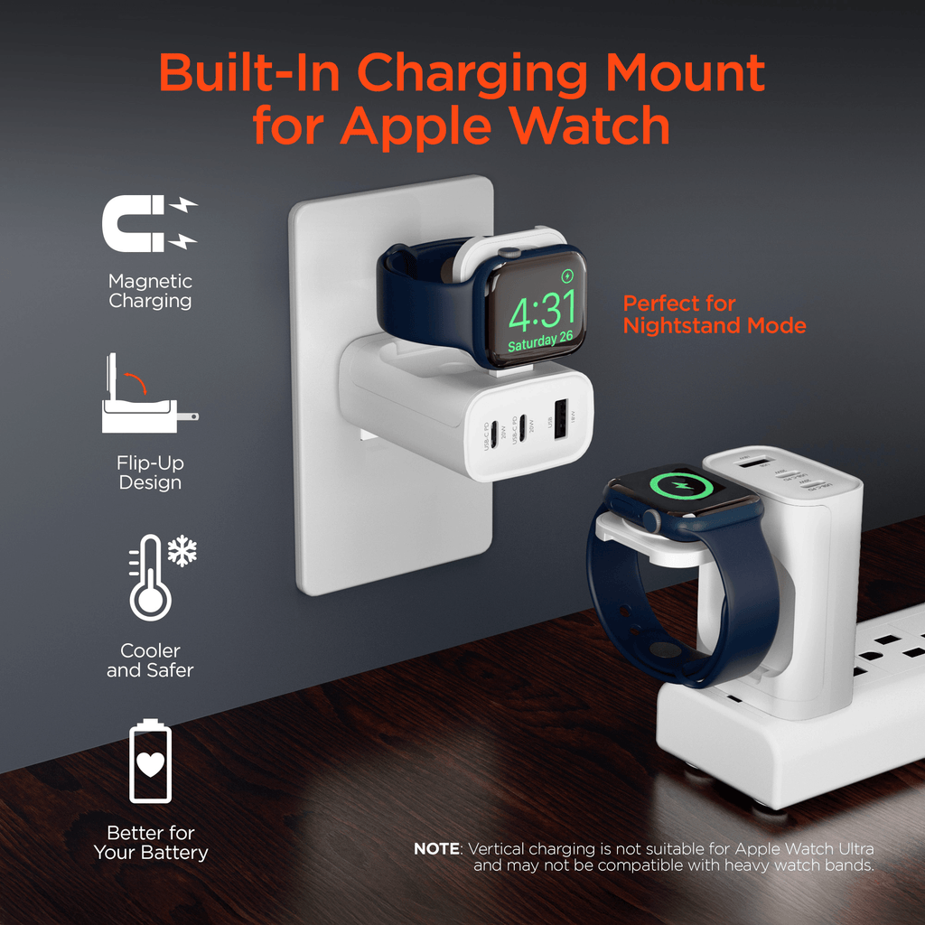 HyperGear SpeedBoost 43W 3-Port Fast Phone and Watch Wall Charger