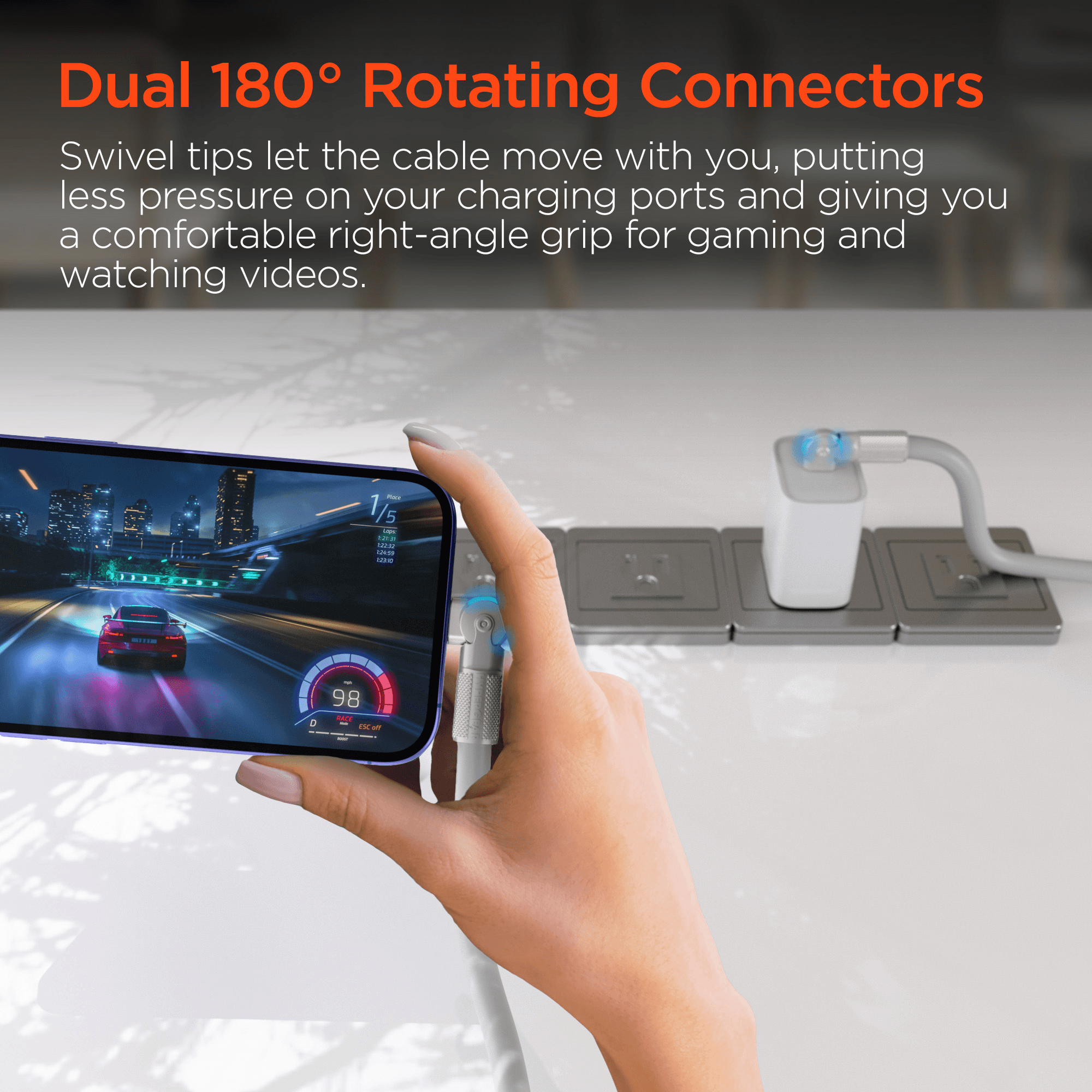 HyperGear Chunky180° 100W USB-C to USB-C Rugged Fast Charge Cable 6ft