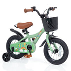 Girls Bike 12 Inch with Training Wheels and Basket - Green