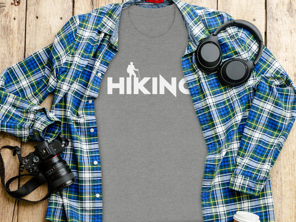 Hiking Above the Word Hiking Design Graphic T-Shirt