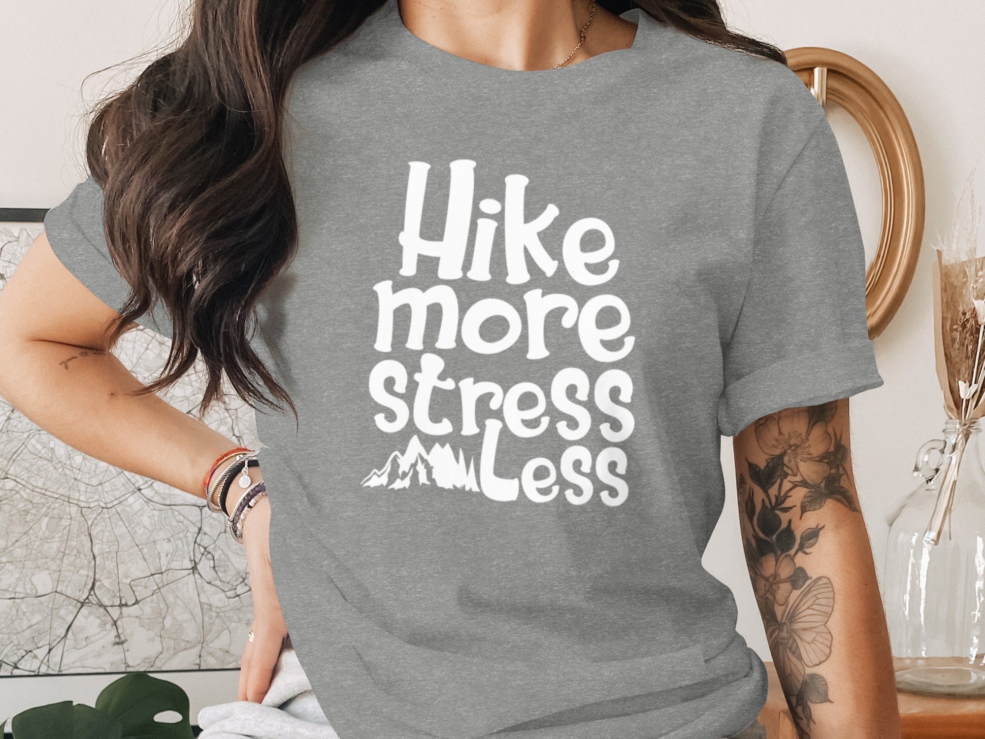 Hike More Stress Less Outdoor Adventure Design T-Shirt