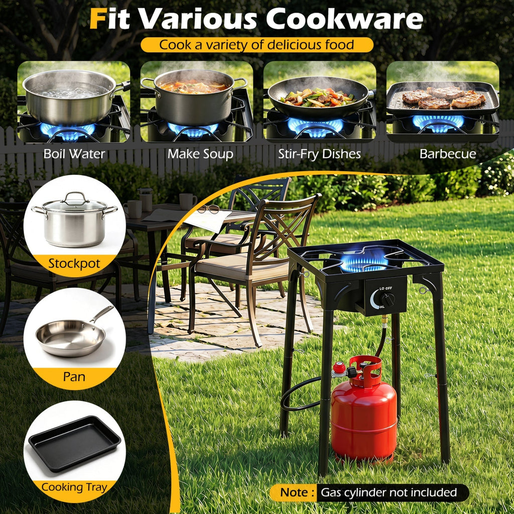 Propane Camping Stove 80000 BTU Single Burner with Regulator