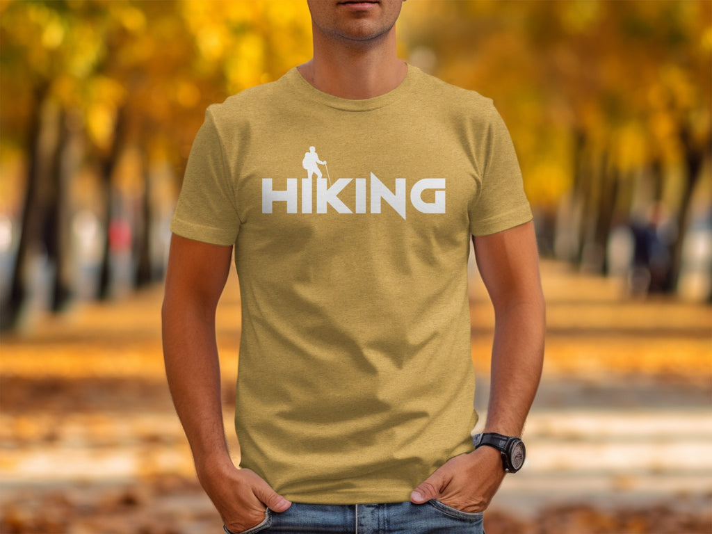 Hiking Above the Word Hiking Design Graphic T-Shirt