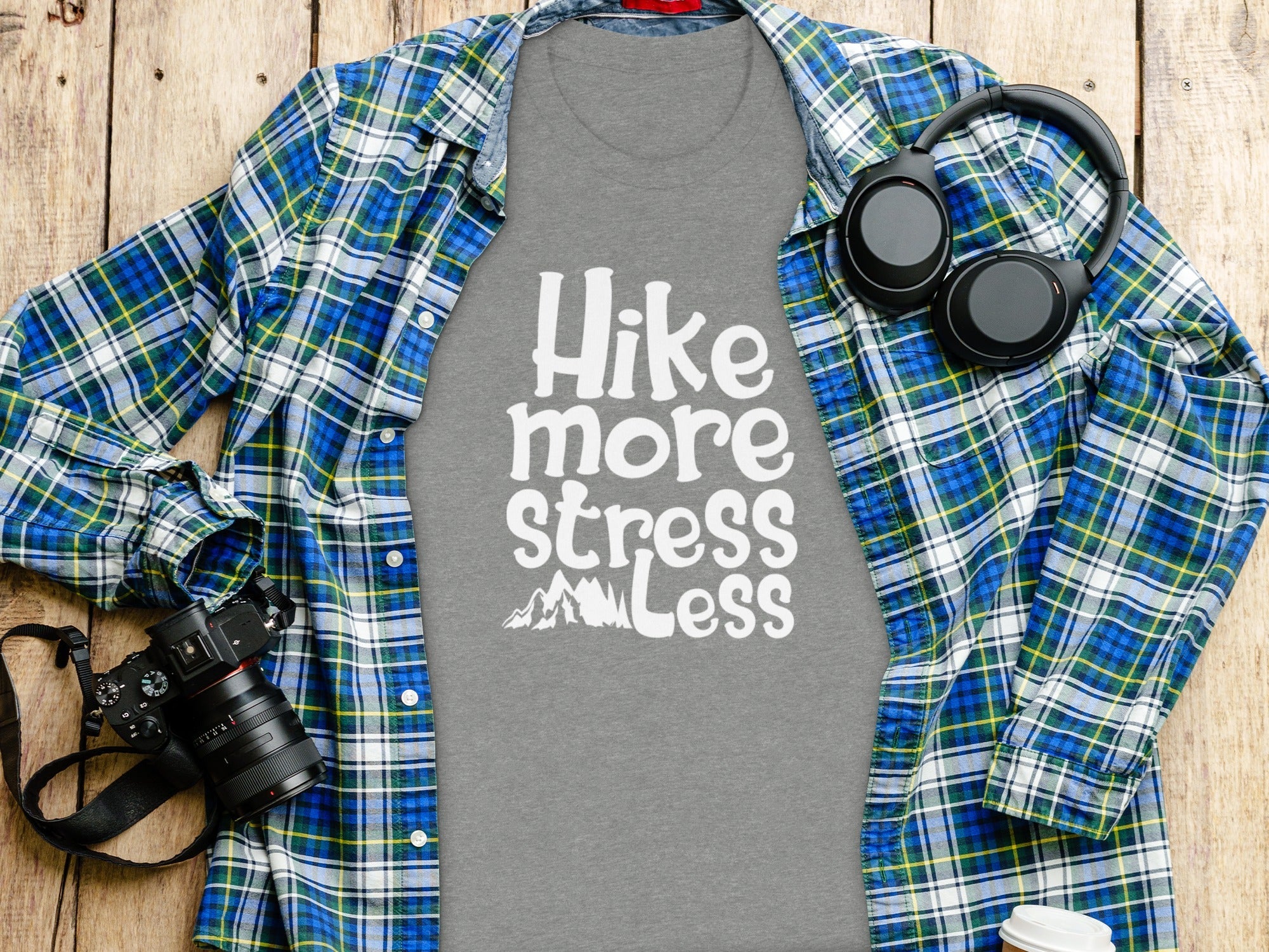 Hike More Stress Less Outdoor Adventure Design T-Shirt