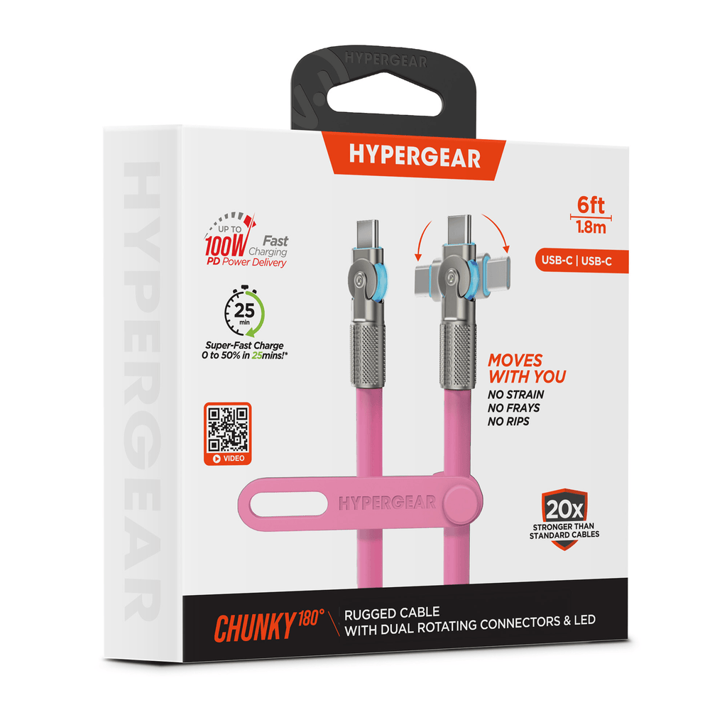 HyperGear Chunky180° 100W USB-C to USB-C Rugged Fast Charge Cable 6ft