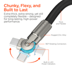 HyperGear Chunky180° 100W USB-C to USB-C Rugged Fast Charge Cable 6ft