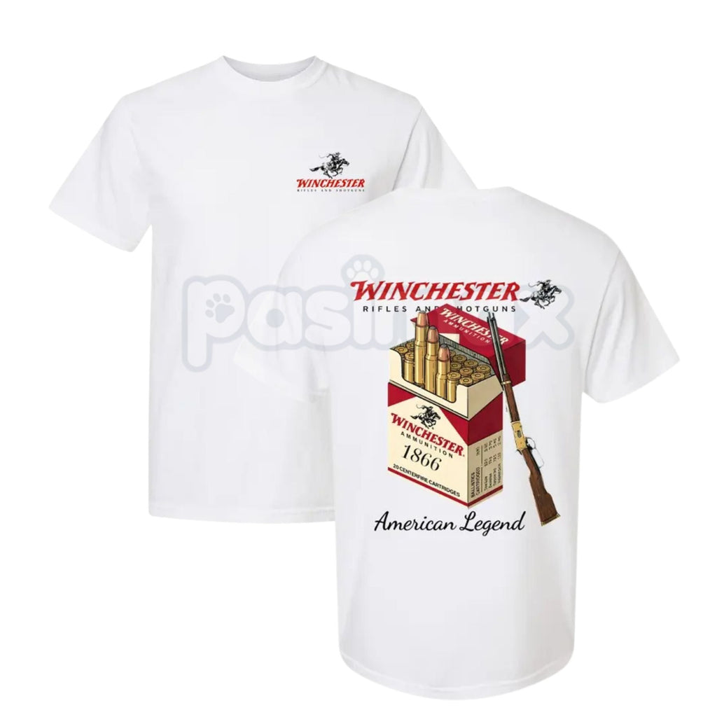 Winchester American Legend 1866 T-Shirt - Vintage Hunting & Ammo Graphic Tee, Premium 100% Cotton Firearms Heritage Top, Classic 1866 Yellow Boy Tribute Shirt, Official Style Winchester Logo Apparel, Rugged Outdoor & Range Wear