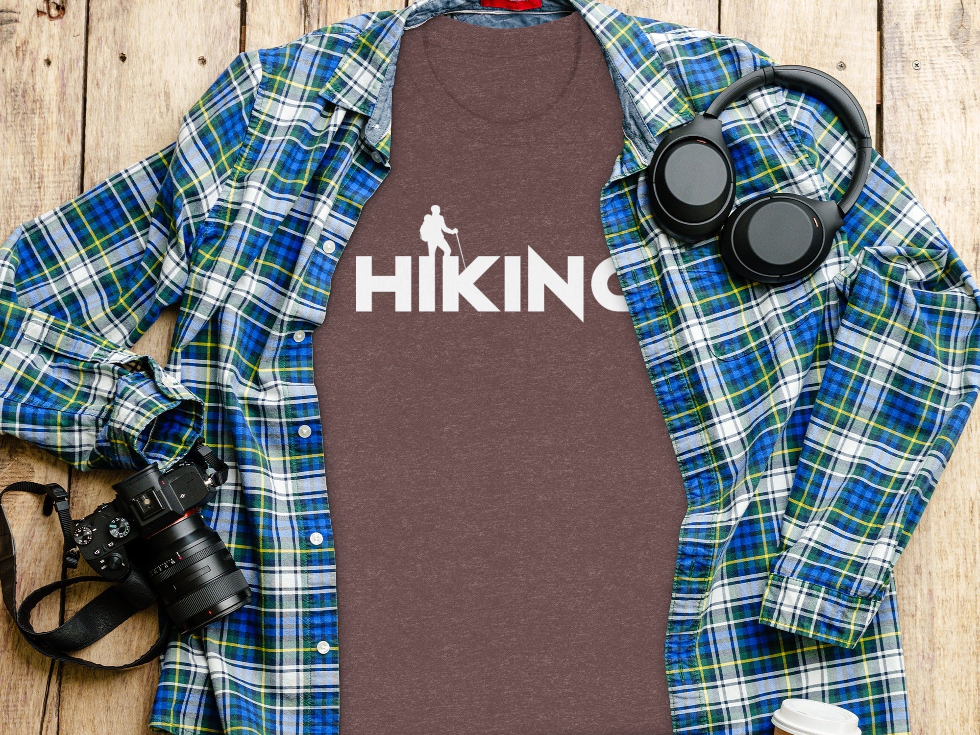 Hiking Above the Word Hiking Design Graphic T-Shirt