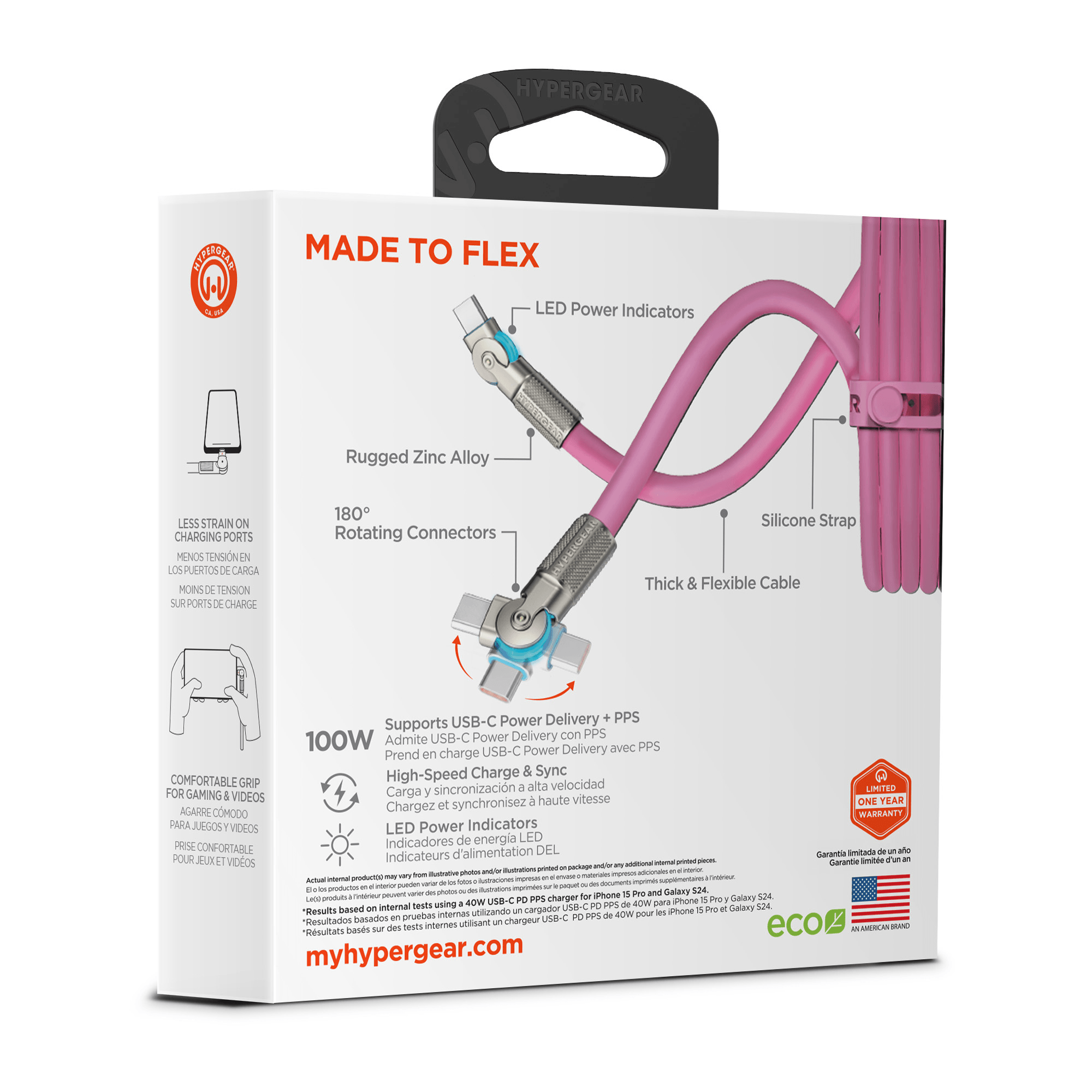 HyperGear Chunky180° 100W USB-C to USB-C Rugged Fast Charge Cable 6ft