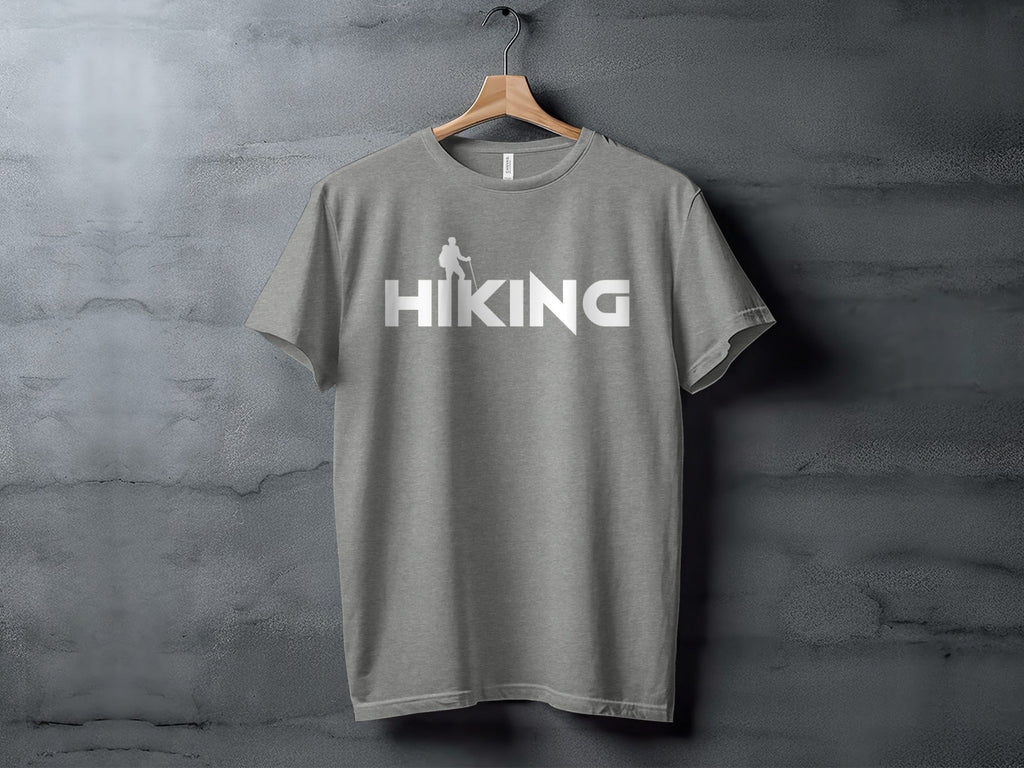 Hiking Above the Word Hiking Design Graphic T-Shirt