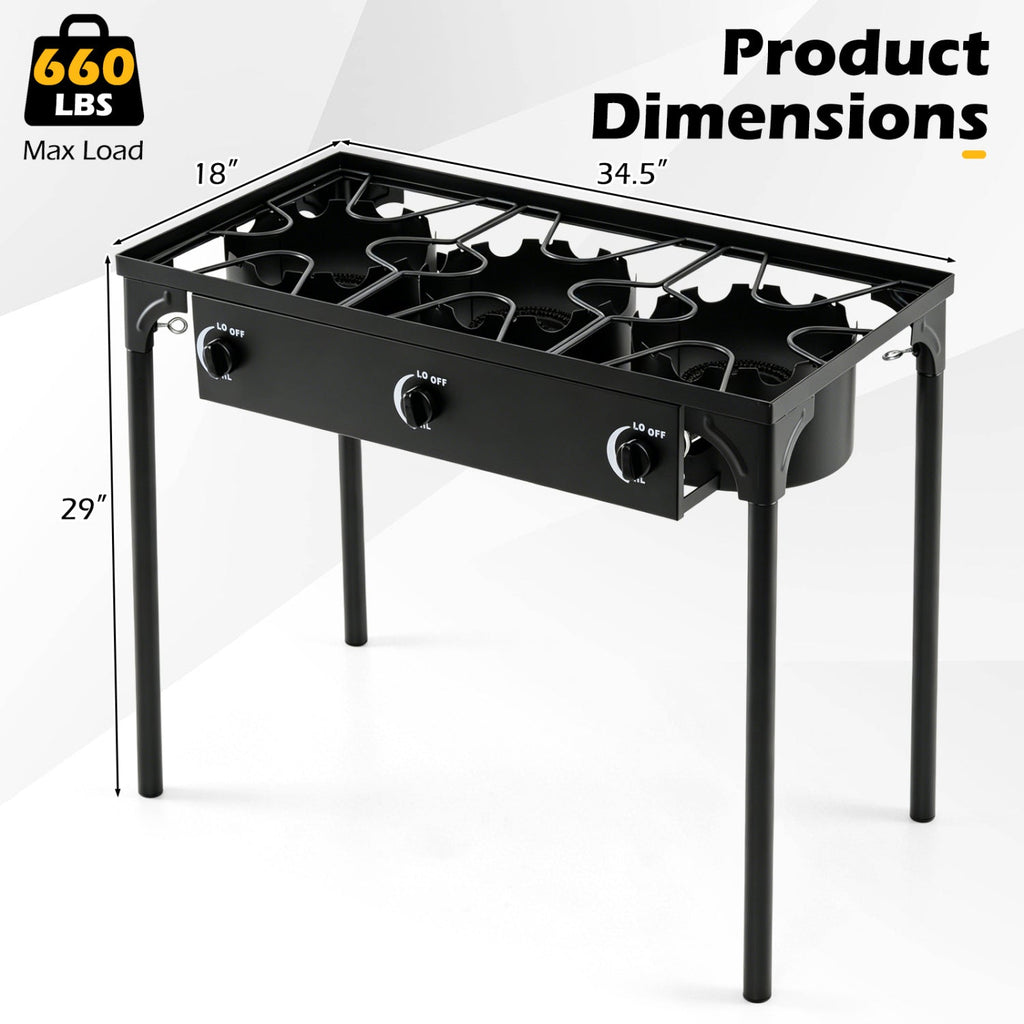 3 Burner Propane Stove 240000 BTU Outdoor Camping Grill