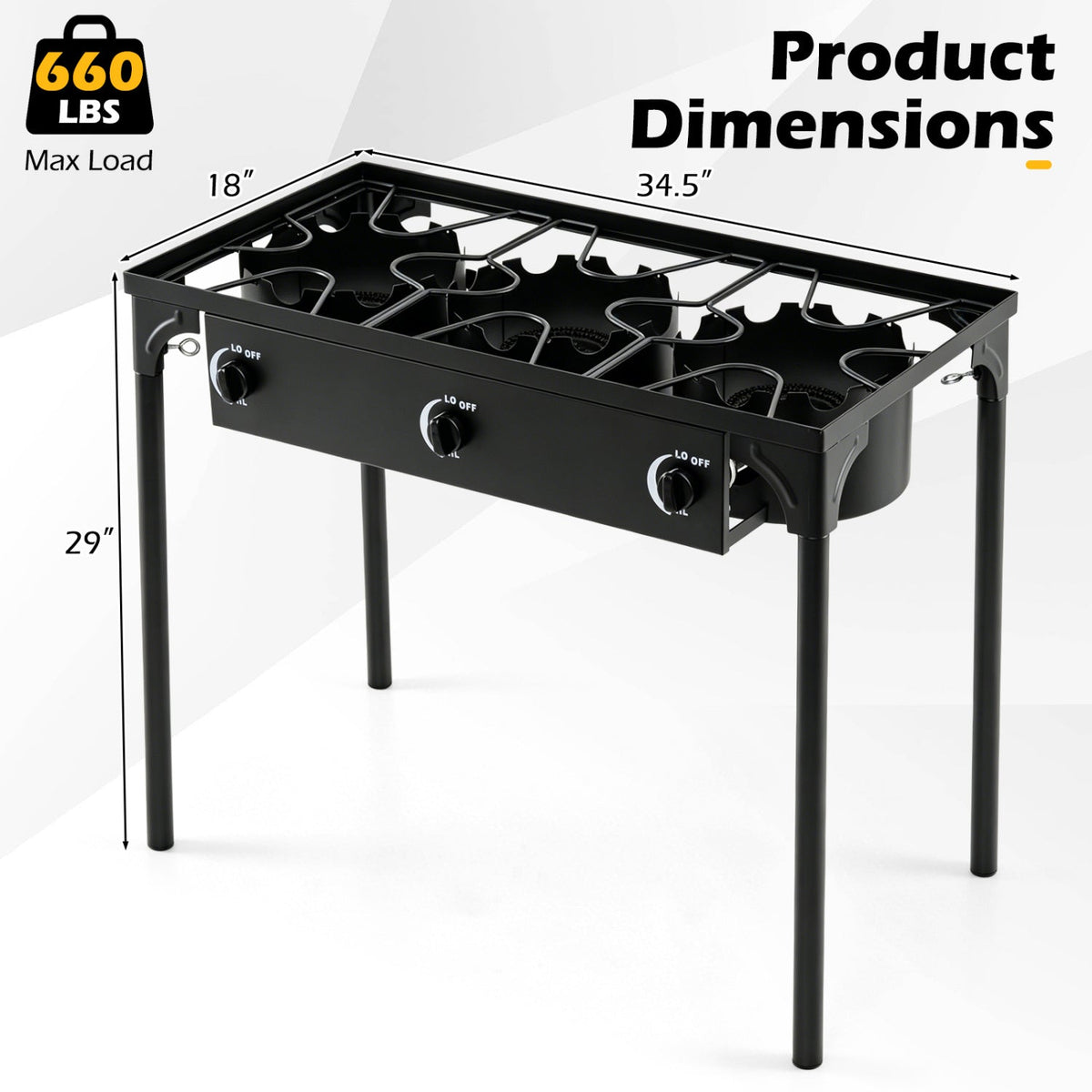 3 Burner Propane Stove 240000 BTU Outdoor Camping Grill
