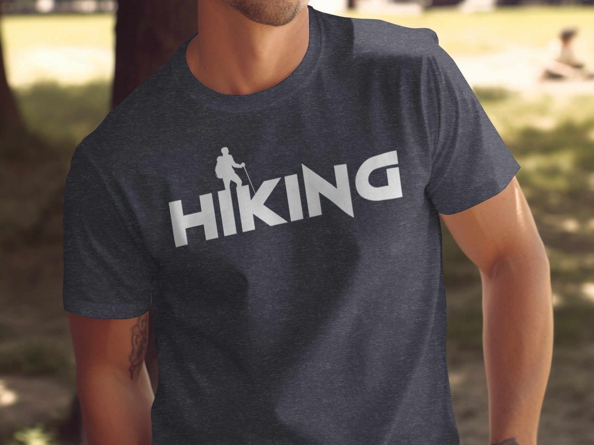 Hiking Above the Word Hiking Design Graphic T-Shirt