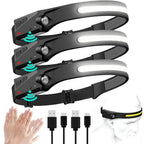 Headlamp USB Rechargeable LED  Waterproof, Motion Sensor Camping/Hiking Light