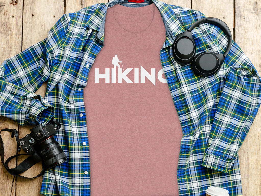 Hiking Above the Word Hiking Design Graphic T-Shirt