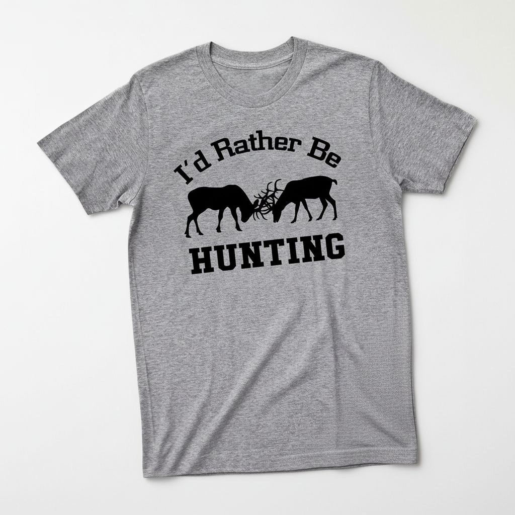 Hunting Gift for Men - I'd Rather Be Hunting Mens Tshirt - Gray Tshirt Hunter