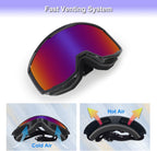 EXP VISION Ski/Snowboard Goggles for Men Women, OTG Snow Goggles Anti Fog UV Protection