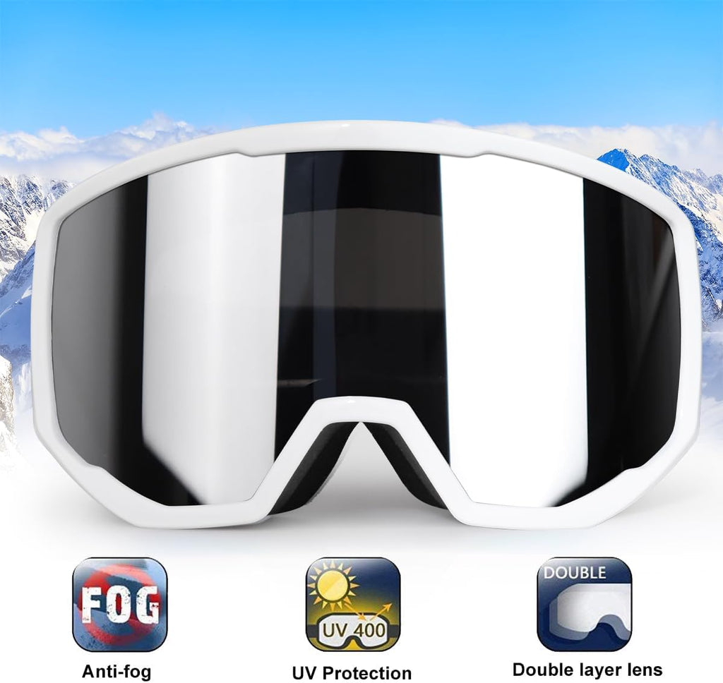 EXP VISION Ski/Snowboard Goggles for Men Women, OTG Snow Goggles Anti Fog UV Protection