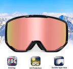 EXP VISION Ski/Snowboard Goggles for Men Women, OTG Snow Goggles Anti Fog UV Protection