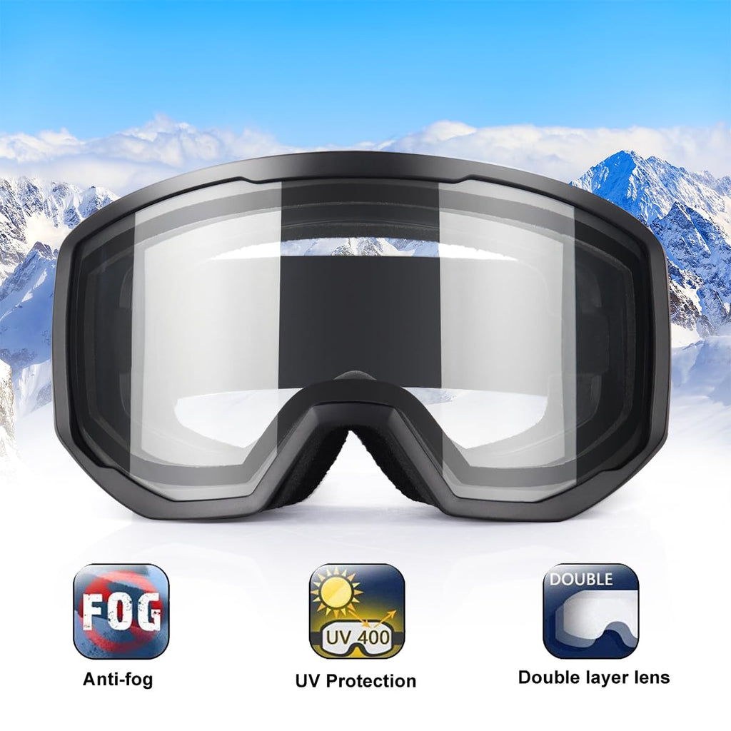 EXP VISION Ski/Snowboard Goggles for Men Women, OTG Snow Goggles Anti Fog UV Protection