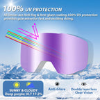 EXP VISION Ski/Snowboard Goggles for Men Women, OTG Snow Goggles Anti Fog UV Protection