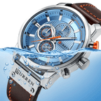 Men's Waterproof Elegant Sport Watch With Chronometers Day View, Leather  Belts And Hardlex Scratch Resistant Glass Perfect Gift For Him