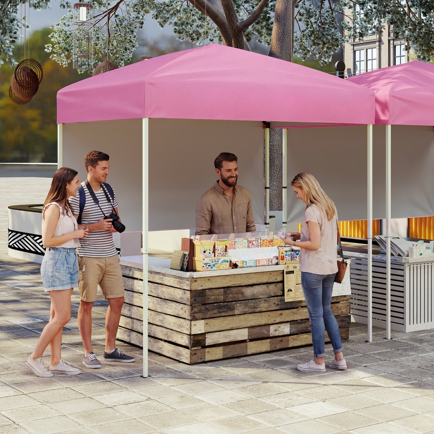 Pop-Up Canopy Tent 6x4 ft with Half Sidewall