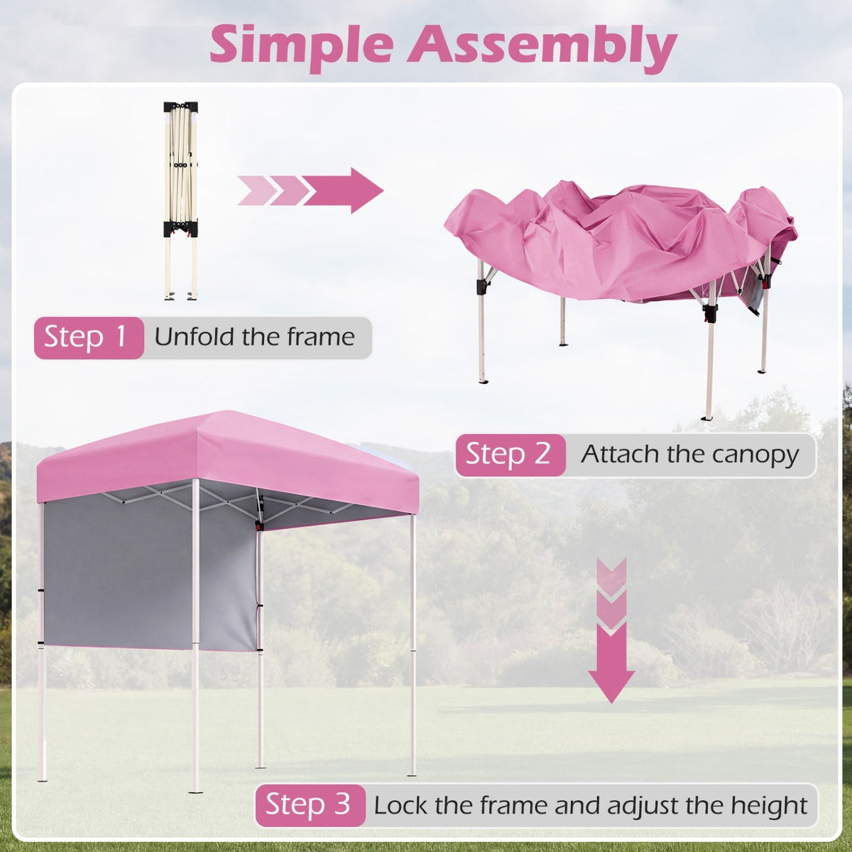 Pop-Up Canopy Tent 6x4 ft with Half Sidewall
