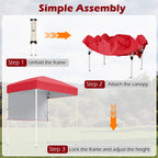 Pop-Up Canopy Tent 6x4 ft with Half Sidewall