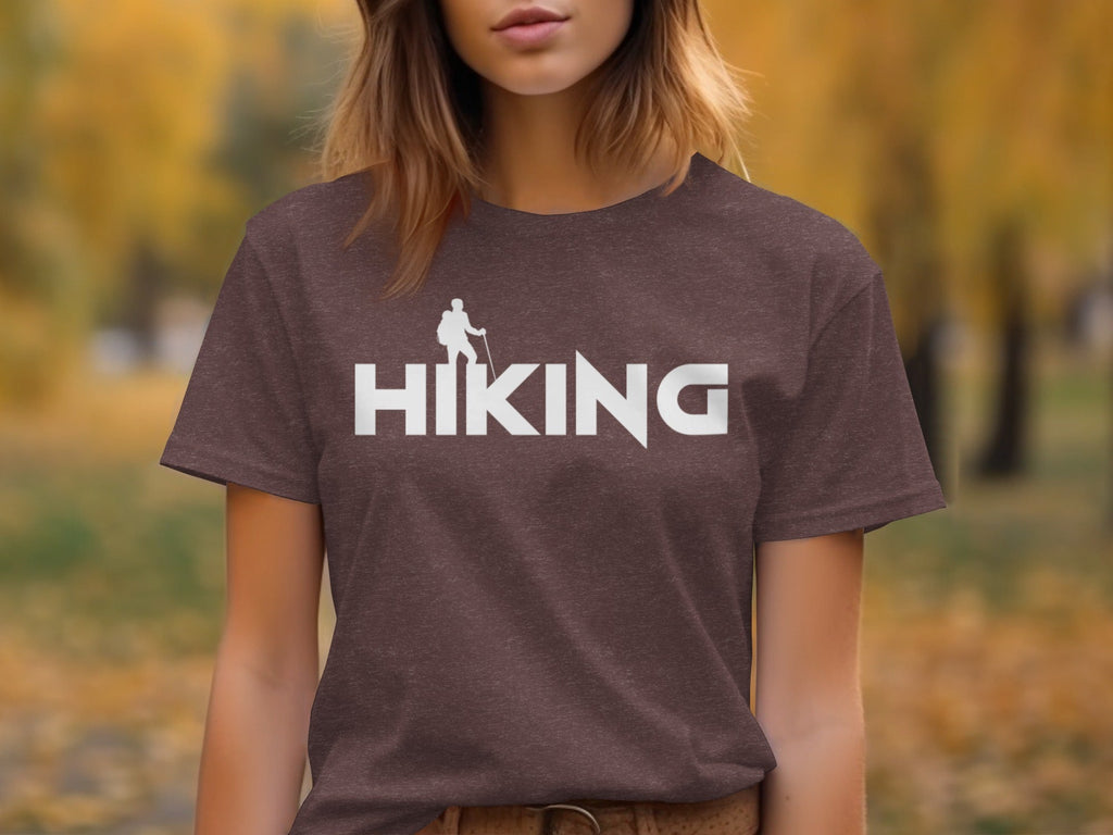 Hiking Above the Word Hiking Design Graphic T-Shirt