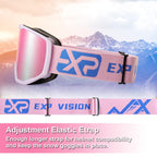 EXP VISION Ski/Snowboard Goggles for Men Women, OTG Snow Goggles Anti Fog UV Protection