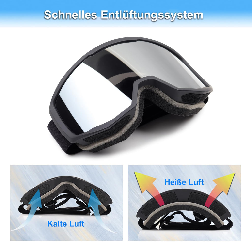 EXP VISION Ski/Snowboard Goggles for Men Women, OTG Snow Goggles Anti Fog UV Protection