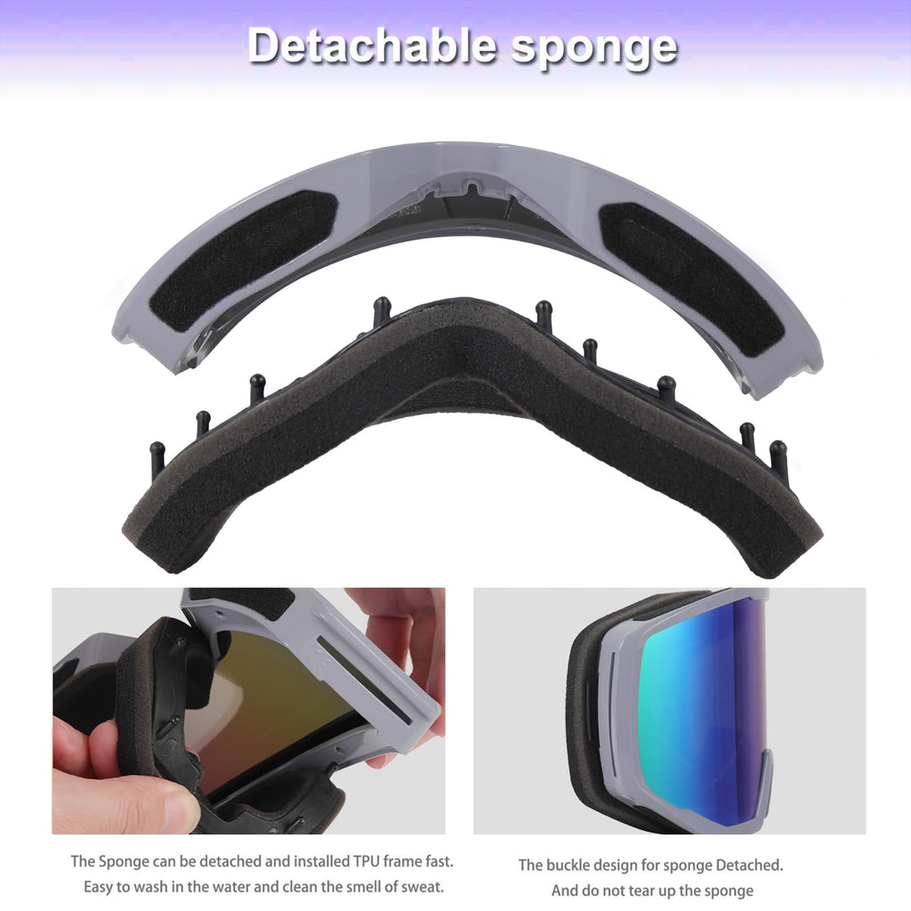 EXP VISION Ski/Snowboard Goggles for Men Women, OTG Snow Goggles Anti Fog UV Protection