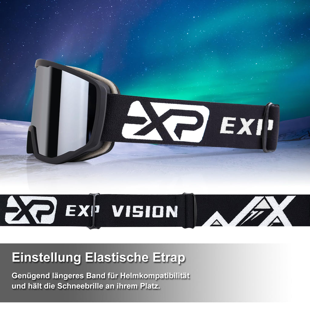 EXP VISION Ski/Snowboard Goggles for Men Women, OTG Snow Goggles Anti Fog UV Protection