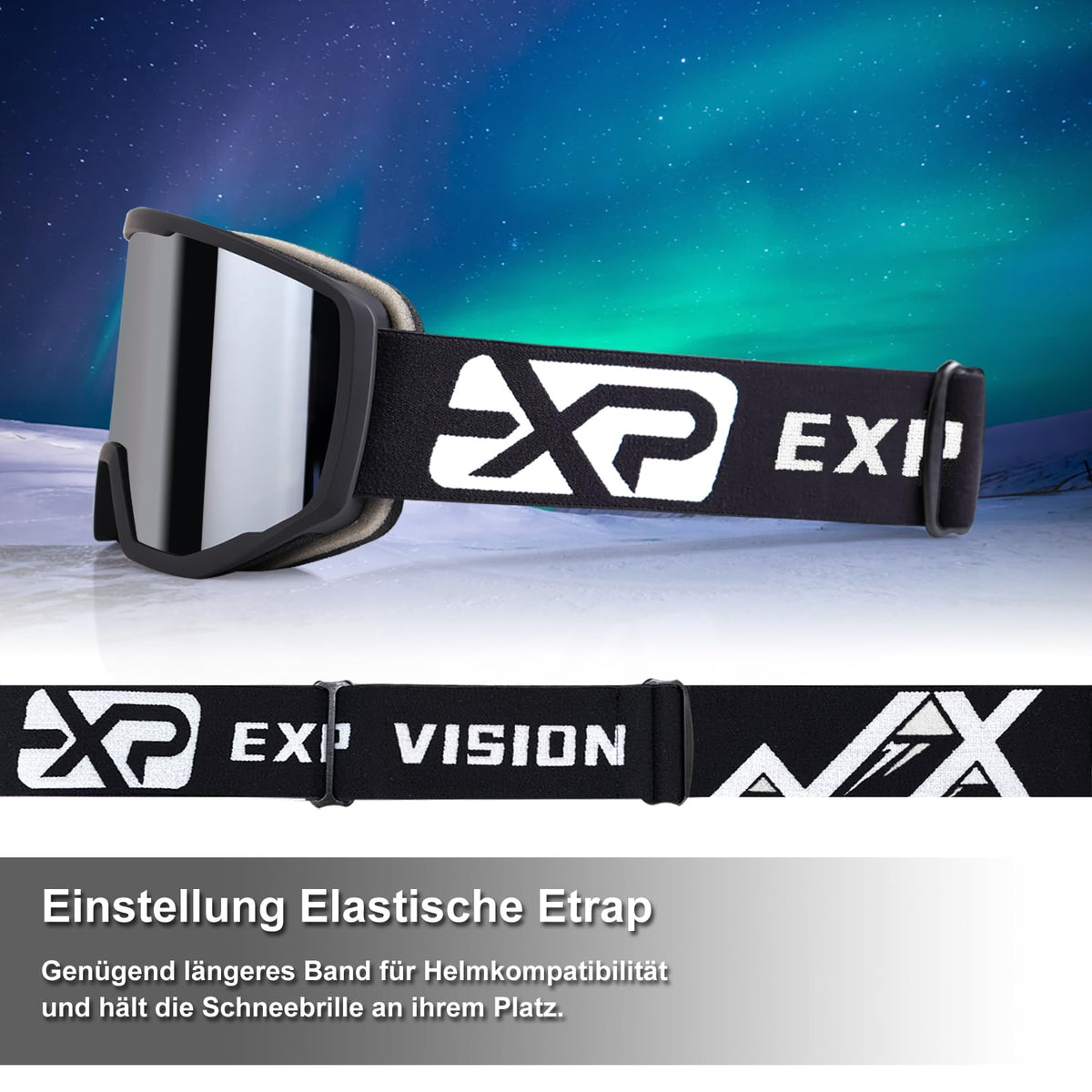 EXP VISION Ski/Snowboard Goggles for Men Women, OTG Snow Goggles Anti Fog UV Protection