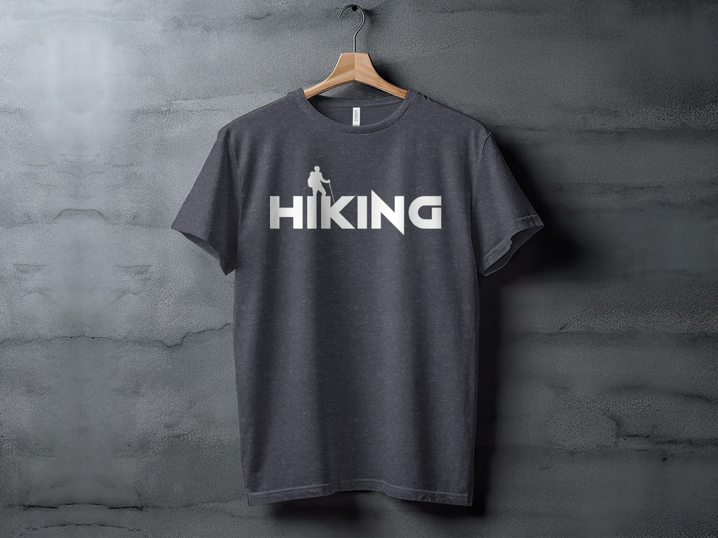 Hiking Above the Word Hiking Design Graphic T-Shirt
