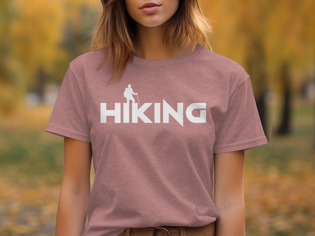 Hiking Above the Word Hiking Design Graphic T-Shirt