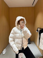 White Winter Jacket for Women – Hooded Thick Warm Padded Coat