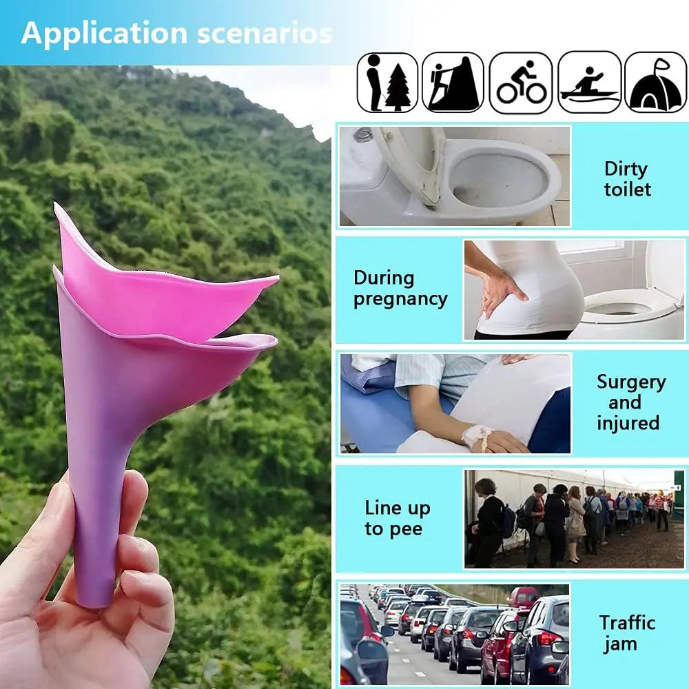 Women's Portable Urinal Funnel for Travel and Camping | Hands-Free Standing Urination Device