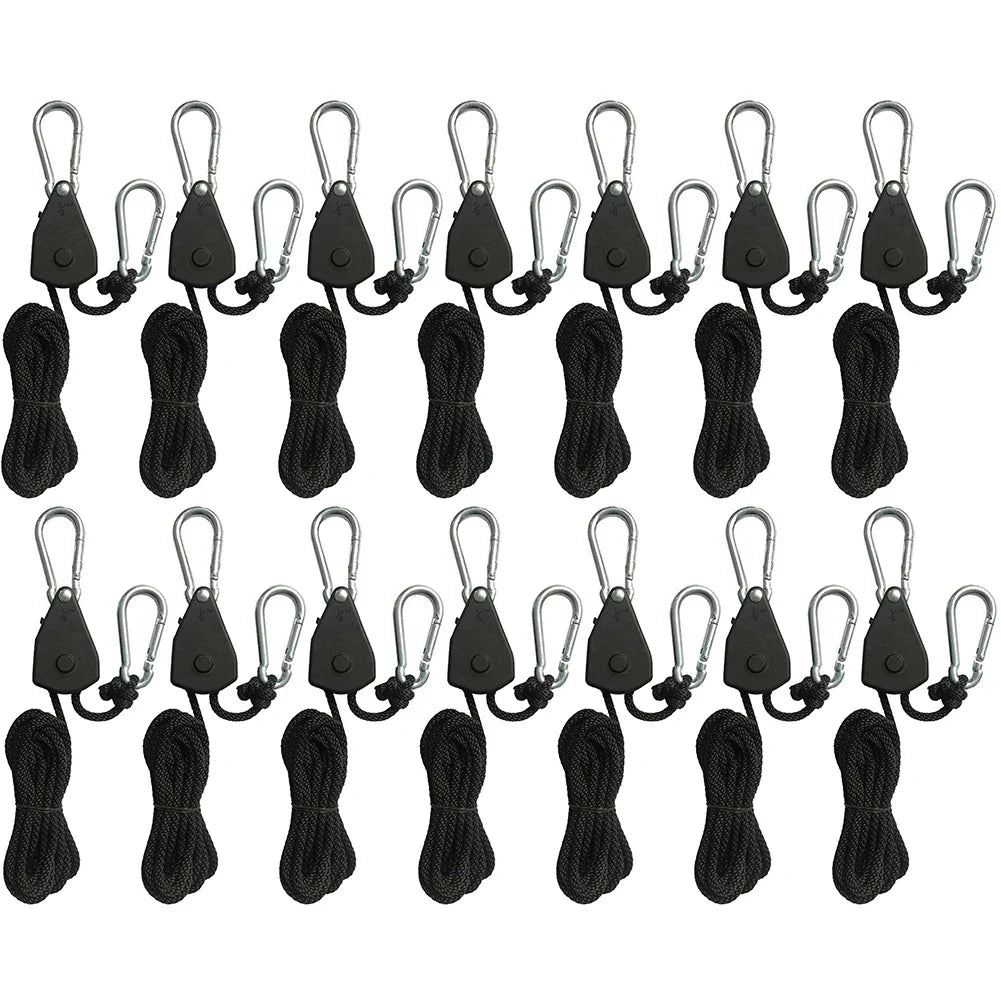 1/2/4/6/8/10/12/14/16pcs Hanger Pulley Ratchets Kayak Rope 1.6M Rope Pulley Ratchet Locking Hanger Sky Curtain Tent for Camping