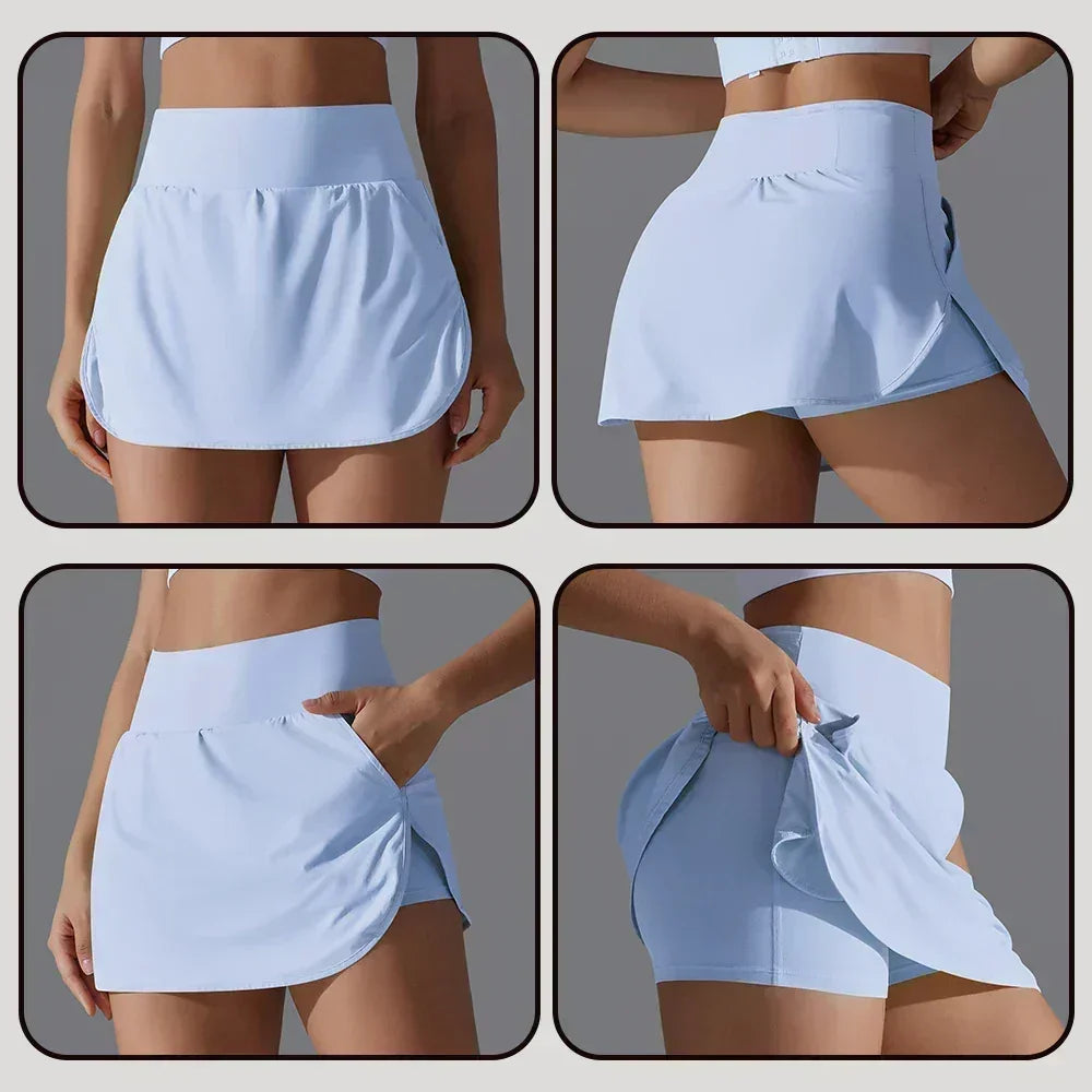 Una-Shop High Waist Pockets Yoga Shorts for Women Sports Push Up Workout Clothes Leggings for Fitness Sportswear for Gym Pants
