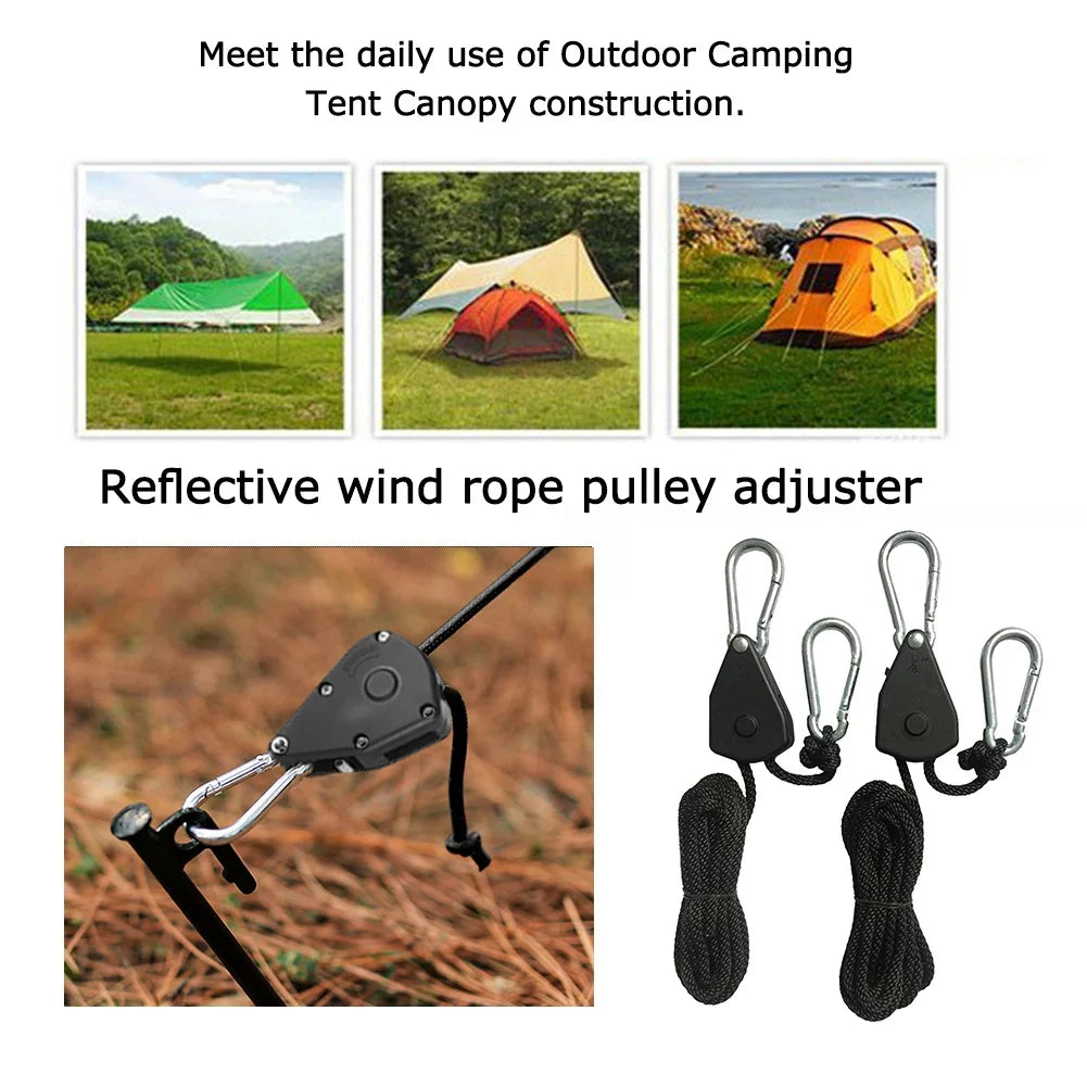 1/2/4/6/8/10/12/14/16pcs Hanger Pulley Ratchets Kayak Rope 1.6M Rope Pulley Ratchet Locking Hanger Sky Curtain Tent for Camping