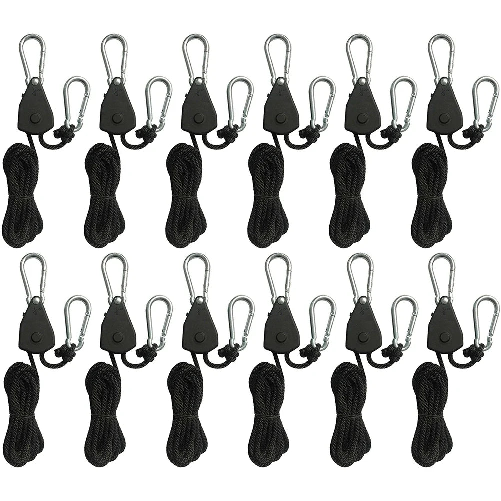 1/2/4/6/8/10/12/14/16pcs Hanger Pulley Ratchets Kayak Rope 1.6M Rope Pulley Ratchet Locking Hanger Sky Curtain Tent for Camping
