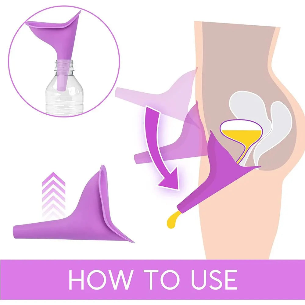 Women's Portable Urinal Funnel for Travel and Camping | Hands-Free Standing Urination Device