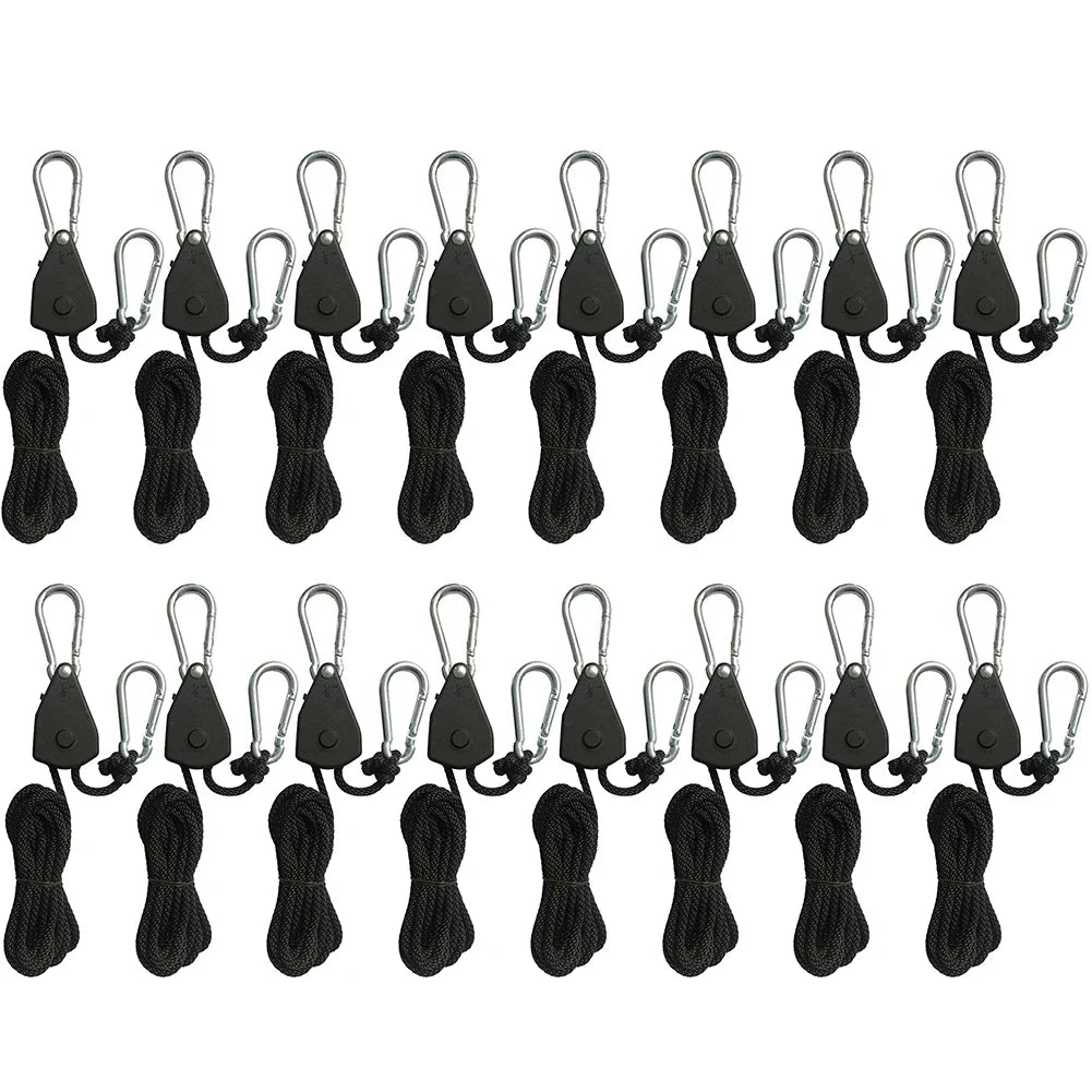1/2/4/6/8/10/12/14/16pcs Hanger Pulley Ratchets Kayak Rope 1.6M Rope Pulley Ratchet Locking Hanger Sky Curtain Tent for Camping