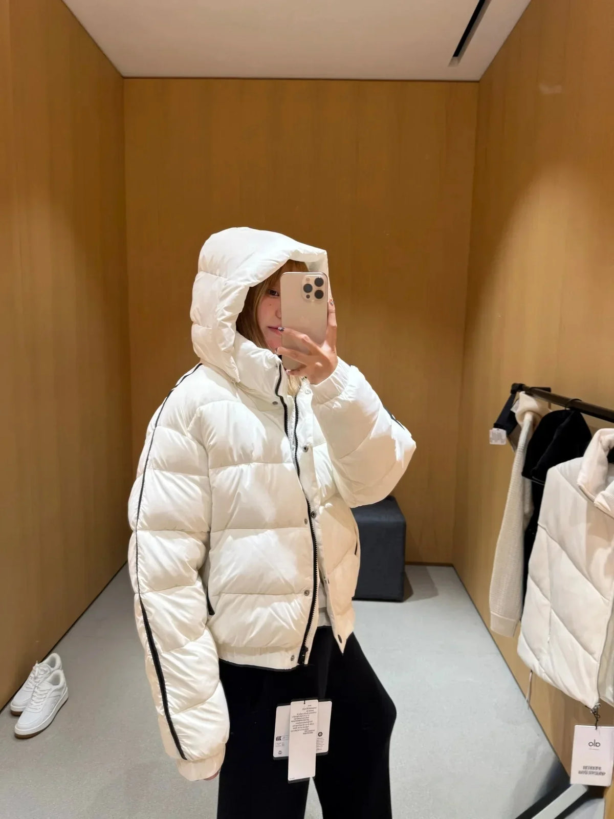 White Winter Jacket for Women – Hooded Thick Warm Padded Coat
