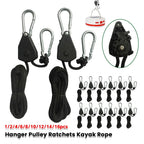 1/2/4/6/8/10/12/14/16pcs Hanger Pulley Ratchets Kayak Rope 1.6M Rope Pulley Ratchet Locking Hanger Sky Curtain Tent for Camping
