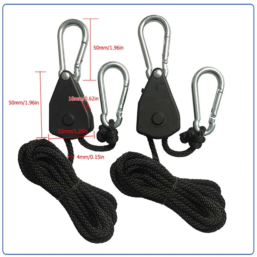 1/2/4/6/8/10/12/14/16pcs Hanger Pulley Ratchets Kayak Rope 1.6M Rope Pulley Ratchet Locking Hanger Sky Curtain Tent for Camping