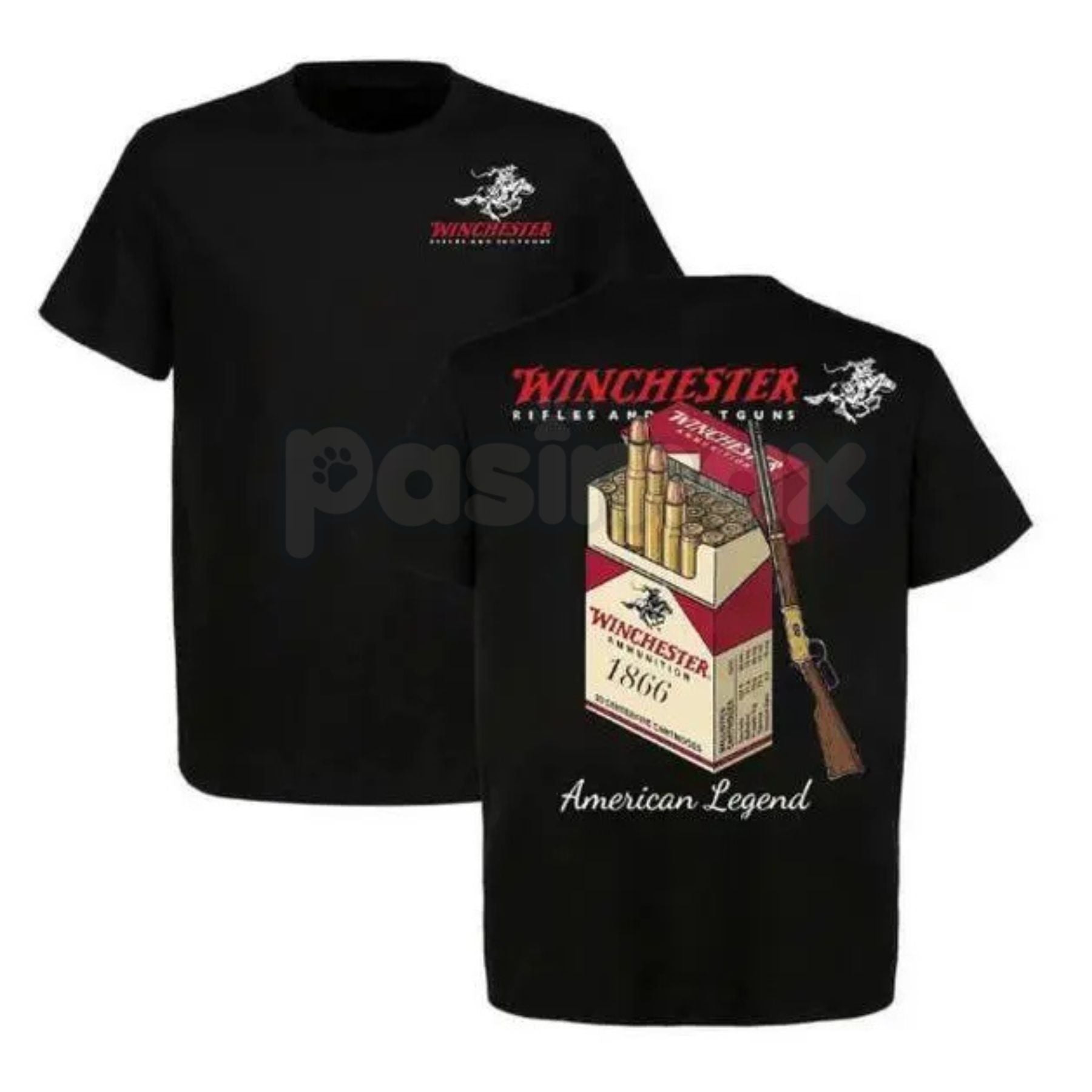 Winchester American Legend 1866 T-Shirt - Vintage Hunting & Ammo Graphic Tee, Premium 100% Cotton Firearms Heritage Top, Classic 1866 Yellow Boy Tribute Shirt, Official Style Winchester Logo Apparel, Rugged Outdoor & Range Wear