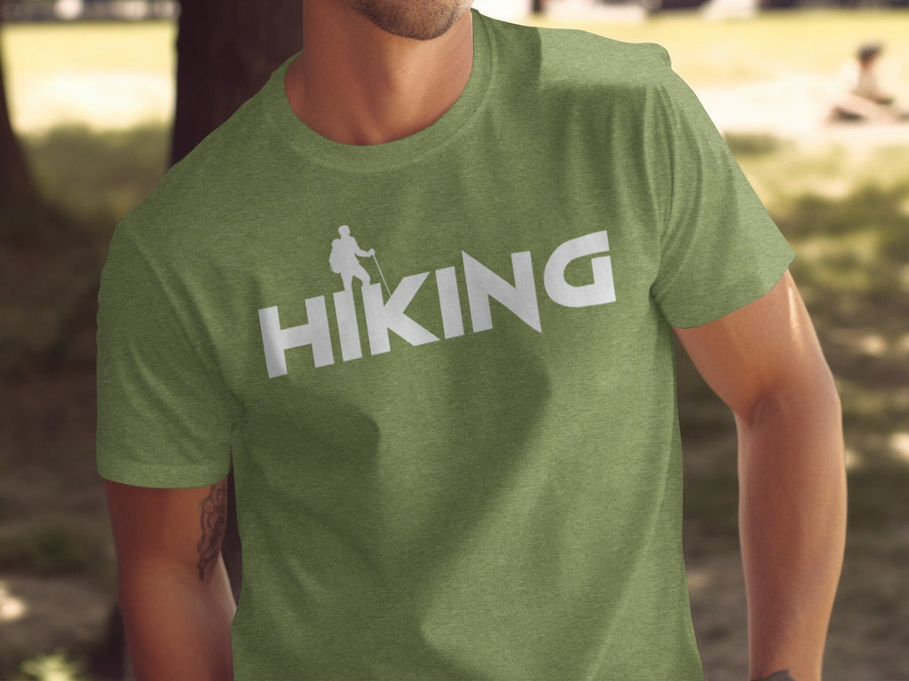 Hiking Above the Word Hiking Design Graphic T-Shirt